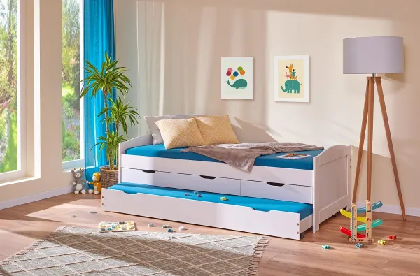 Posteľ z masívu 90x190cm s prístelkou a úložným priestorom janett -