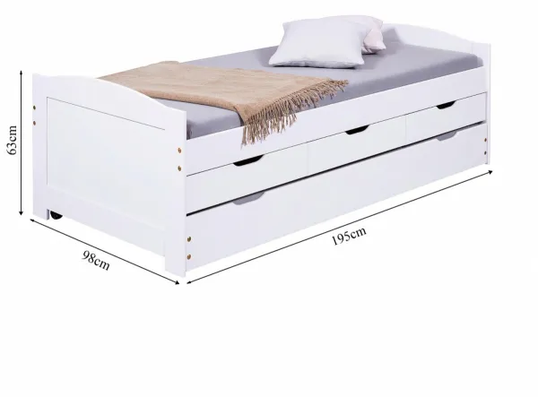 Posteľ z masívu 90x190cm s prístelkou a úložným priestorom janett -
