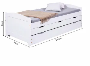 Posteľ z masívu 90x200cm s prístelkou a úložným priestorom janett -
