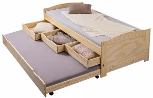 Posteľ z masívu 90x200cm s prístelkou a úložným priestorom janett -