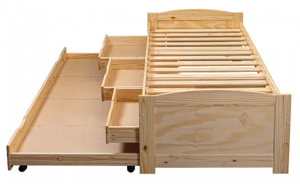 Posteľ z masívu 90x200cm s prístelkou a úložným priestorom janett -