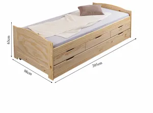 Posteľ z masívu 90x200cm s prístelkou a úložným priestorom janett -