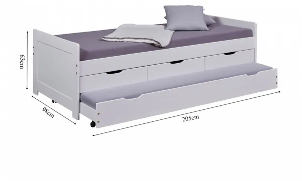 Posteľ z masívu 90x200cm s prístelkou a úložným priestorom baekho -