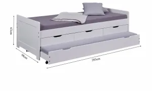 Posteľ z masívu 90x200cm s prístelkou a úložným priestorom baekho -