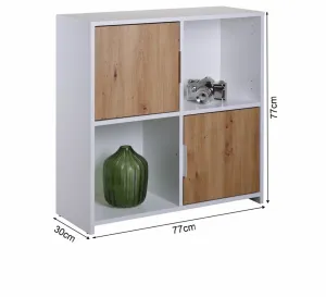 Malý regál s dvierkami beverly - biela/dub artisan