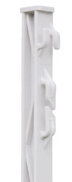 Plastový stĺpik pre elektrický ohradník, dĺžka 105 cm, 8 očiek, biely