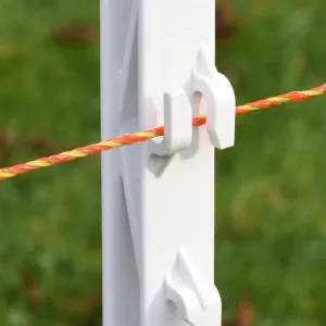 Plastový stĺpik pre elektrický ohradník, dĺžka 105 cm, 8 očiek, biely