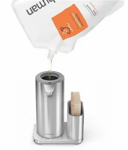 Simplehuman 414 ml + držiak na hubku – antikorová oceľ - Bezdotykový dávkovač mydla