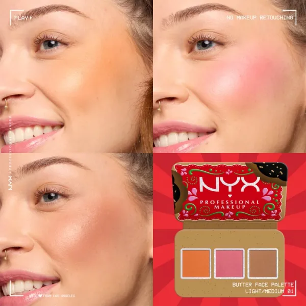 NYX Professional Makeup Holiday Buttermelt paletka na tvár odtieň Light/Medium 3x4 g