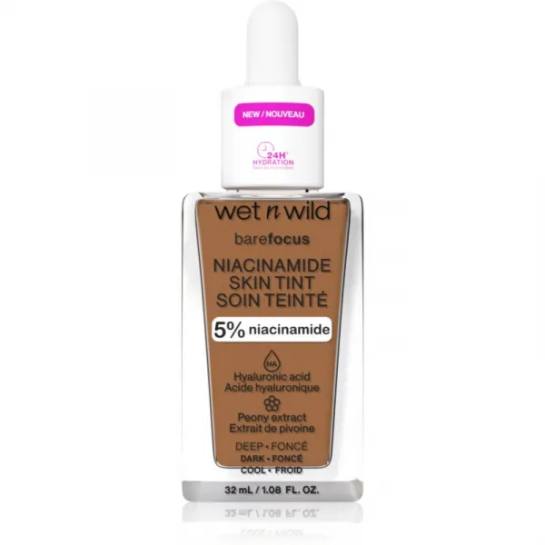 Wet n Wild Bare Focus Niacinamide Skin Tint ľahký hydratačný make-up odtieň Deep 32 ml