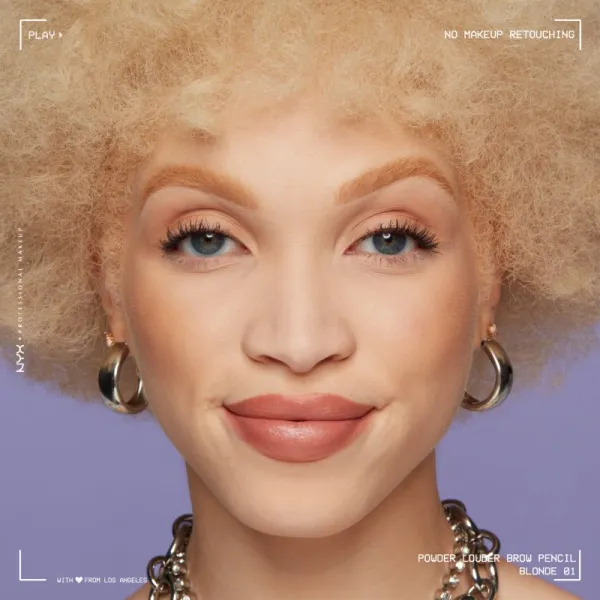 NYX Professional Makeup Powder Louder ceruzka na obočie s kefkou odtieň Blonde 1 ks