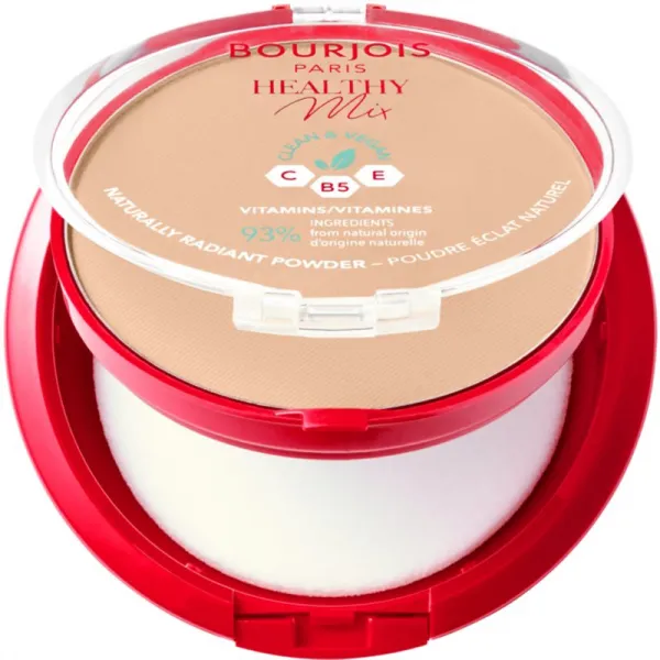 Bourjois Healthy Mix zmatňujúci púder pre žiarivý vzhľad pleti odtieň 04 Golden Beige 10 g