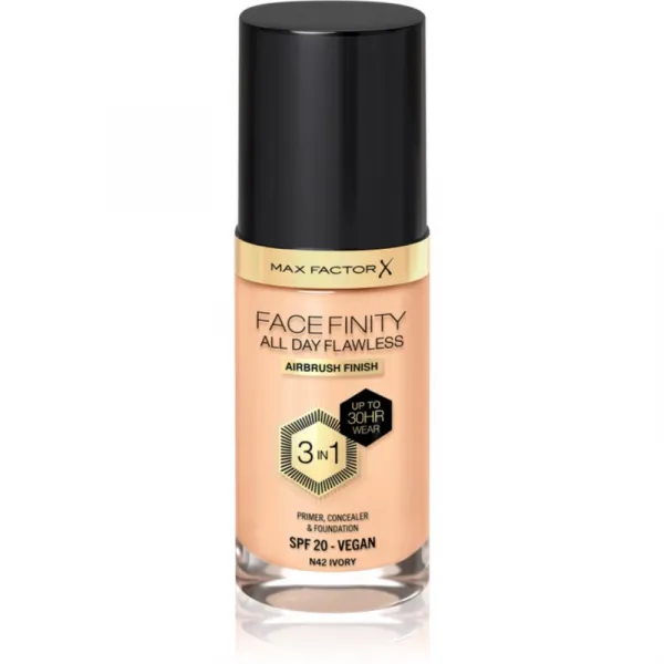 Max Factor Facefinity All Day Flawless dlhotrvajúci make-up SPF 20 odtieň 42 Ivory 30 ml