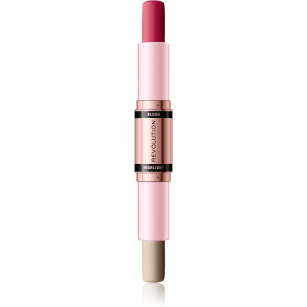 Makeup Revolution Blush & Highlight krémová lícenka a rozjasňovač v tyčinke odtieň Mauve Glow 2x4,3 g