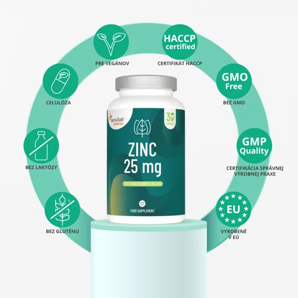 Essentials Zinok vysoká dávka 25 mg – Vegan, 30 kapsúl