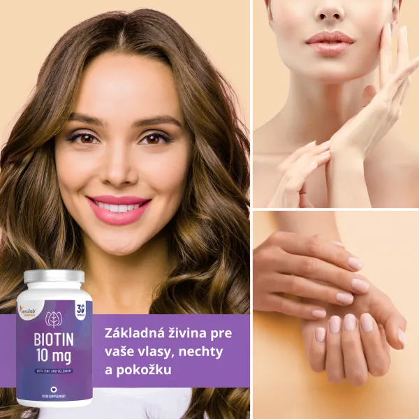 Essentials Biotín vysoká dávka 10 000 mcg – Vegan, 60 kapsúl