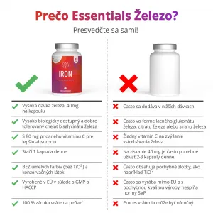 Essentials Železo vysoká dávka – Vegan, 60 kapsúl