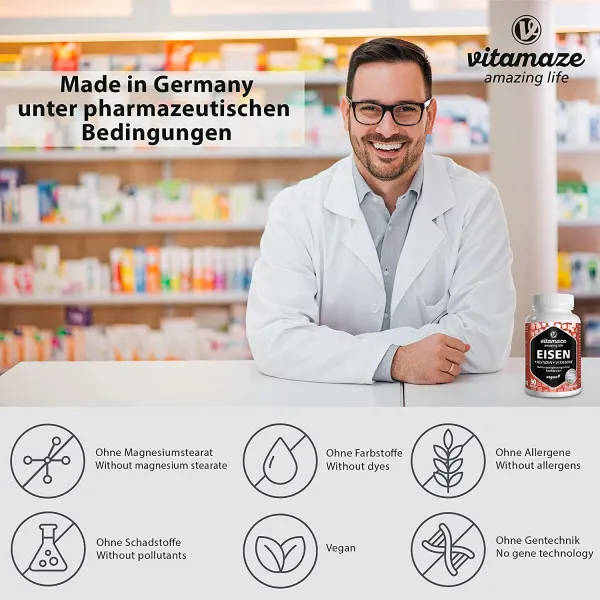 Železo 20 mg + histidín + vitamíny, 90 vegánskych kapsúl