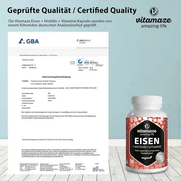 Železo 20 mg + histidín + vitamíny, 90 vegánskych kapsúl