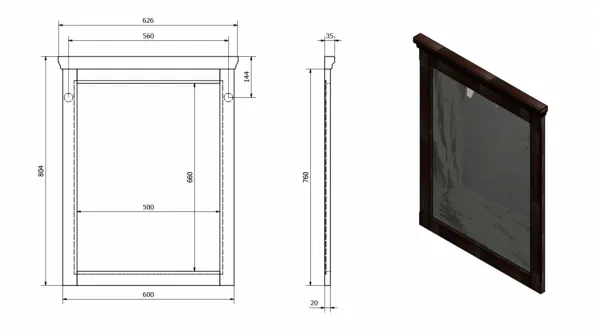 SAPHO - CROSS zrkadlo v drevenom ráme 60x80cm, buk CR311