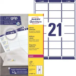 Avery Zweckform Etikety na zásielky 63,5x38,1mm Avery A4 100 hárkov, laser