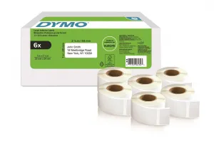 Dymo papierové štítky 54mm x 25mm, biele, pre spiatočnú adresu, 6 x 500 ks, 2177564 2177564
