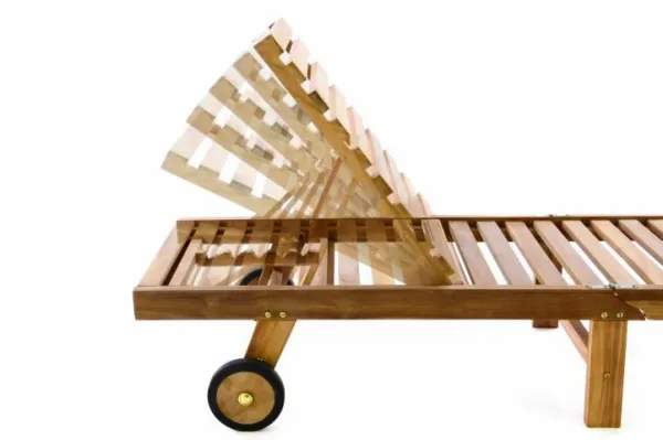 Divero 40776 Polohovateľné lehátko z tíkového dreva