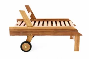Divero 40776 Polohovateľné lehátko z tíkového dreva
