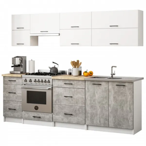 Ak furniture Kuchyňská skříňka Olivie pod troubu S 60 cm bílá/beton