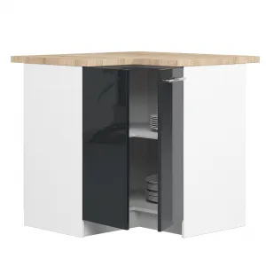 Ak furniture Kuchyňská rohová skříňka Olivie S 90 cm bílá/grafitový lesk/dub sonoma