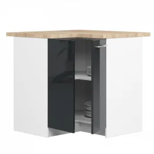 Ak furniture Kuchyňská rohová skříňka Olivie S 90 cm bílá/grafitový lesk/dub sonoma