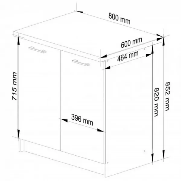 Ak furniture Kuchyňská skříňka Olivie S 80 cm 2D bílá/černý lesk/dub sonoma