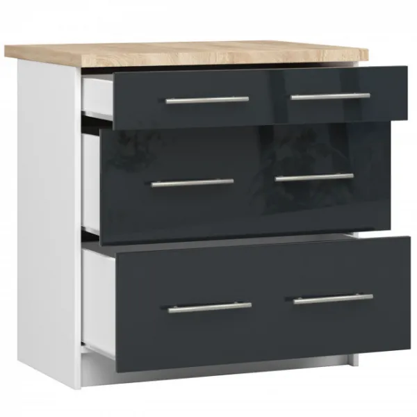Ak furniture Kuchyňská skříňka Olivie S 80 cm 3S bílá/grafit
