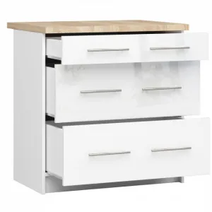 Ak furniture Kuchyňská skříňka Olivie S 80 cm 3S bílá/bílý lesk/dub sonoma