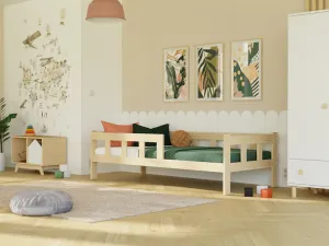 Benlemi Postele FENCE 4v1 s prednou zábranou pre dve deti Zvoľte farbu: Nelakovaná, Zvoľte rozmer: 90x190 cm, Zvoľte zábranu: Obe vpravo