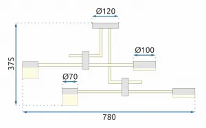 TooLight Stropné svietidlo LED APP1002-6C čiernozlaté