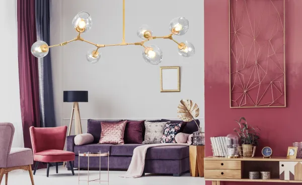 TooLight Závesné stropné svietidlo Kule 7 Ramion APP507-7C zlaté
