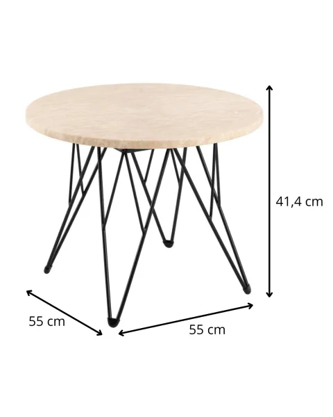 Actona Odkladací stolík Prunus 55 cm béžový mramor/čierny