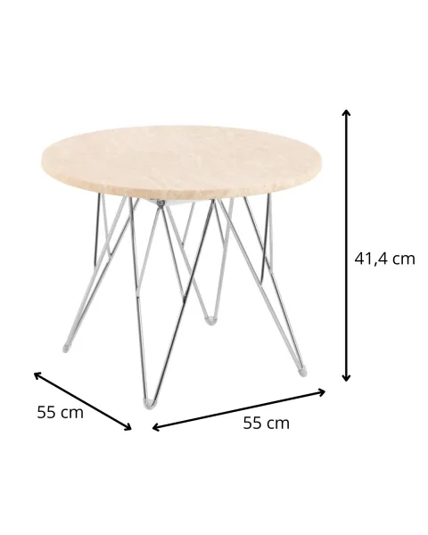 Actona Odkladací stolík Prunus 55 cm béžový mramor/chróm