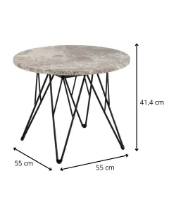 Actona Odkladací stolík Prunus 55 cm sivo-hnedý mramor/čierny