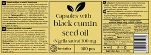 Olej zo semien čiernej rasce (Nigella sativa) v kapsulách /300 mg - 100 kapsúl - Herbatica