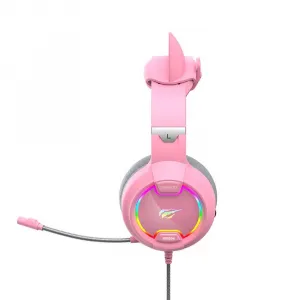Havit Gamenote H2233d RGB herné slúchadlá s mačacími ušami, ružové (H2233d-pink)