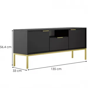Kocot kids Televizní stolek Austin 135 cm černý/zlatý