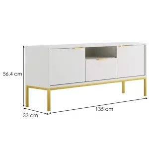 Kocot kids Televizní stolek Austin 135 cm bílý/zlatý