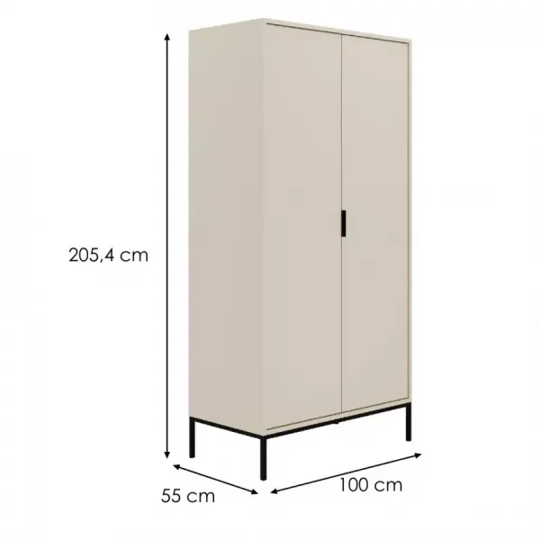 Kocot kids Šatní skříň Austin 100 cm kašmír/černá
