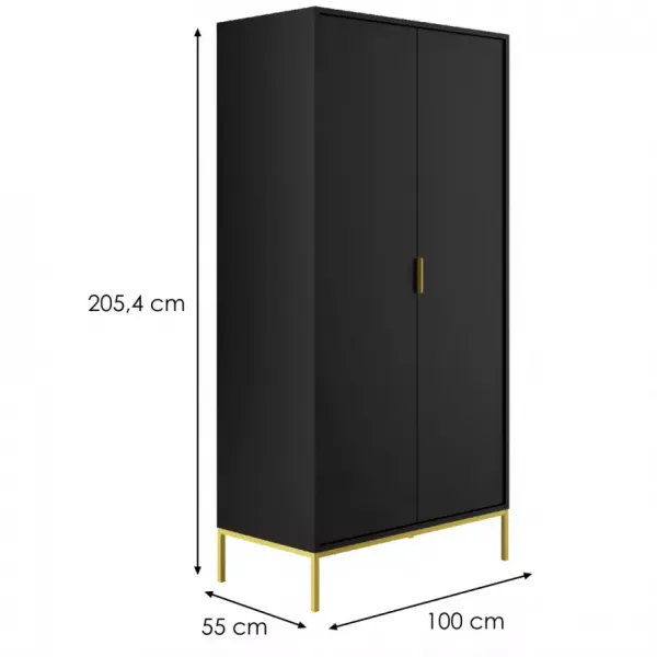 Kocot kids Šatní skříň Austin 100 cm černá/zlatá