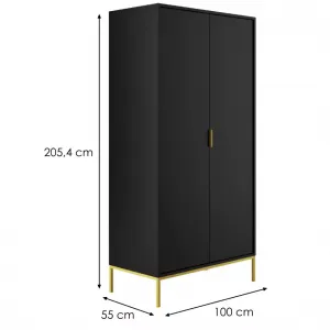 Kocot kids Šatní skříň Austin 100 cm černá/zlatá