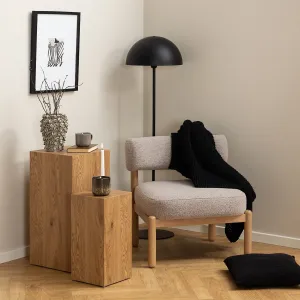 Actona Designové lounge křeslo Burley béžové/dub přírodní
