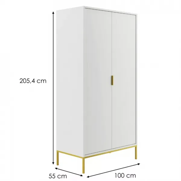 Kocot kids Šatní skříň Austin 100 cm bílá/zlatá