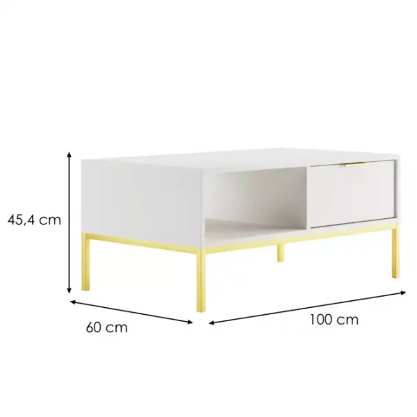 Kocot kids Konferenční stolek Austin 100 cm bílá/zlatá